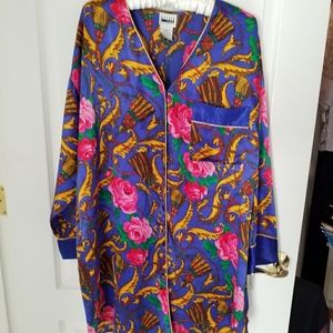 LESLIE FAY INTIMATES NIGHTSHIRT SILKY BLUE &PINK L